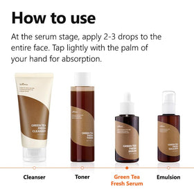 ISNTREE serum applied on skin demonstrating fast absorption and matte finish