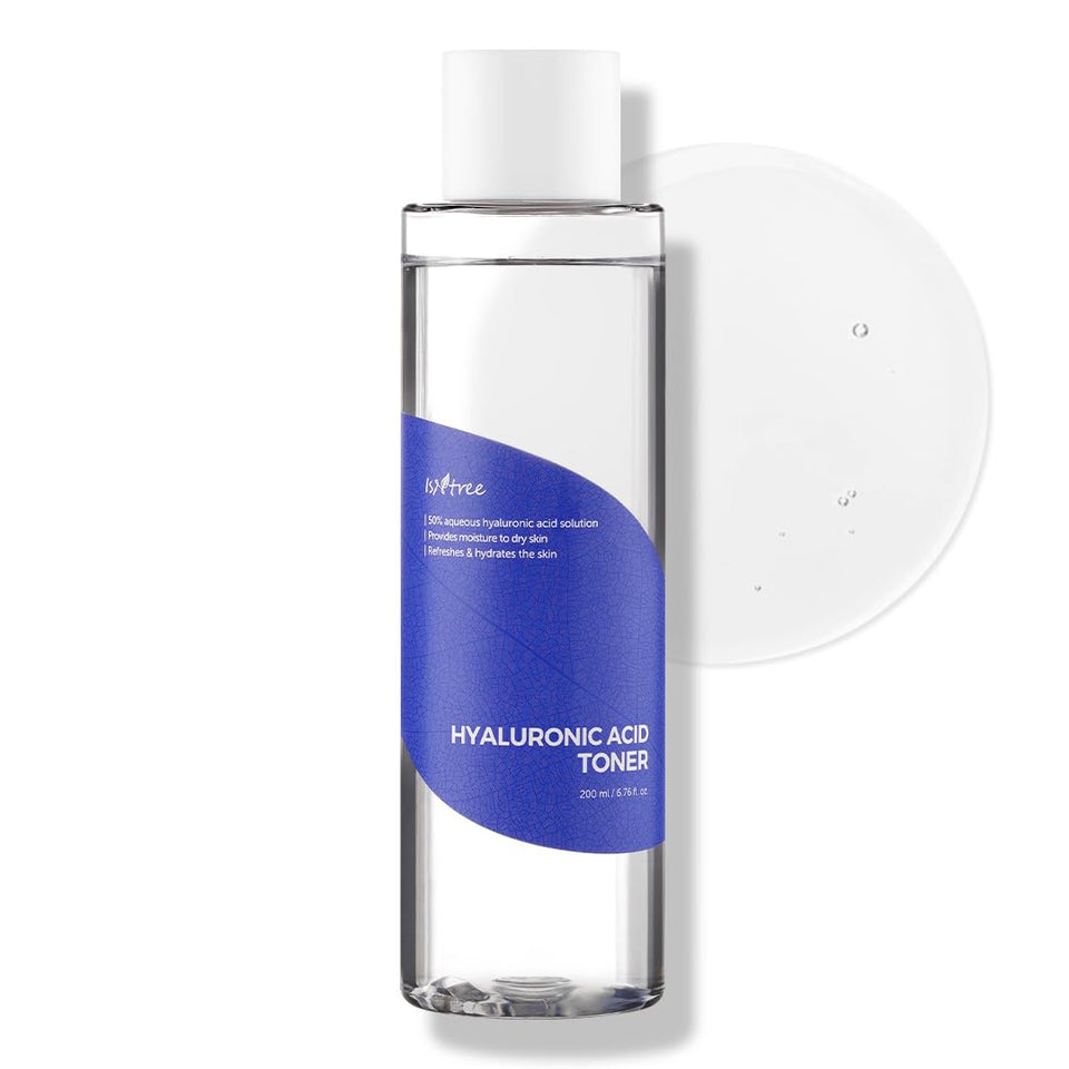 ISNTREE front bottle showing label and clear toner, hydrating visual benefit