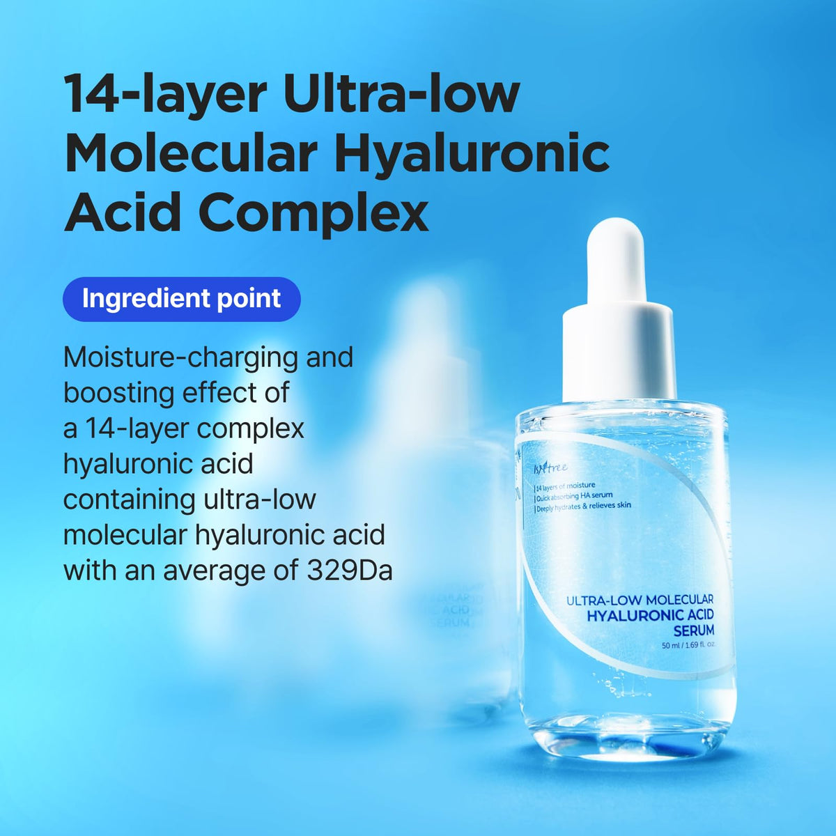 IsNtree ingredient label showing 14-type hyaluronic complex benefits