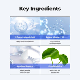 IsNtree ingredients label close-up displaying hyaluronic acids and soothing extracts