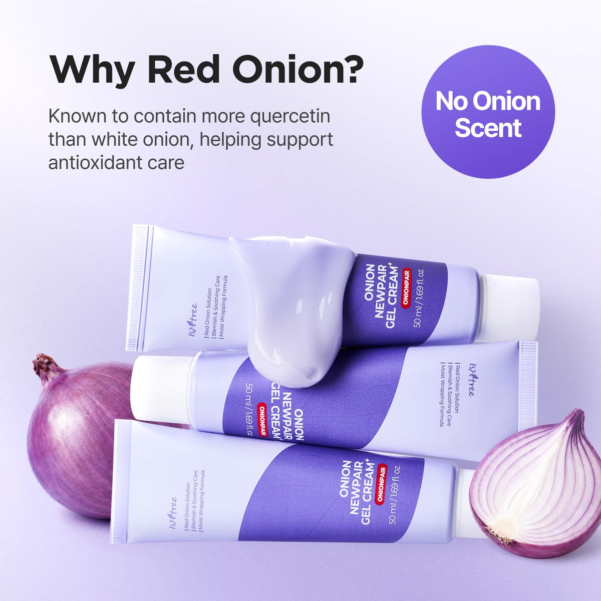 IsNtree ingredient label close-up highlighting red onion extract and transparency benefit