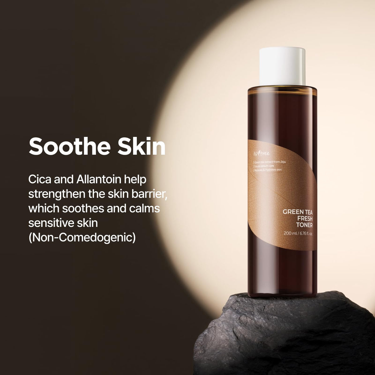 ISNTREE product staged in bathroom lifestyle scene promoting daily use benefits