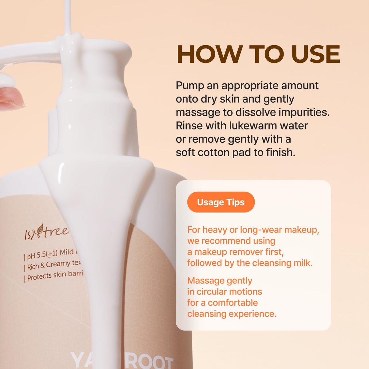 IsNtree lifestyle shot applying without lather demonstrating mild, soothing cleanse