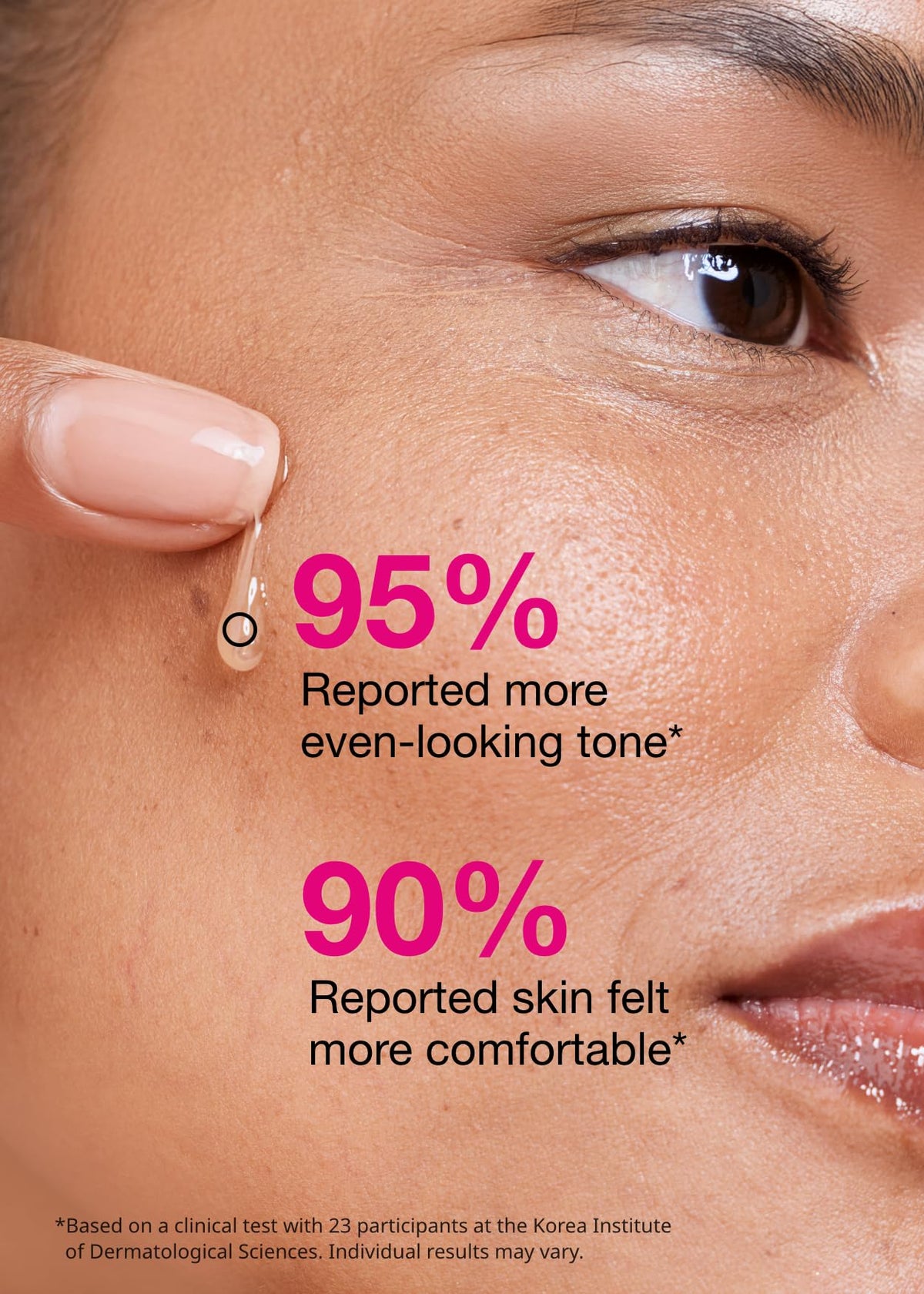 ISOI serum held in hand to show 35ml scale and travel-friendly size