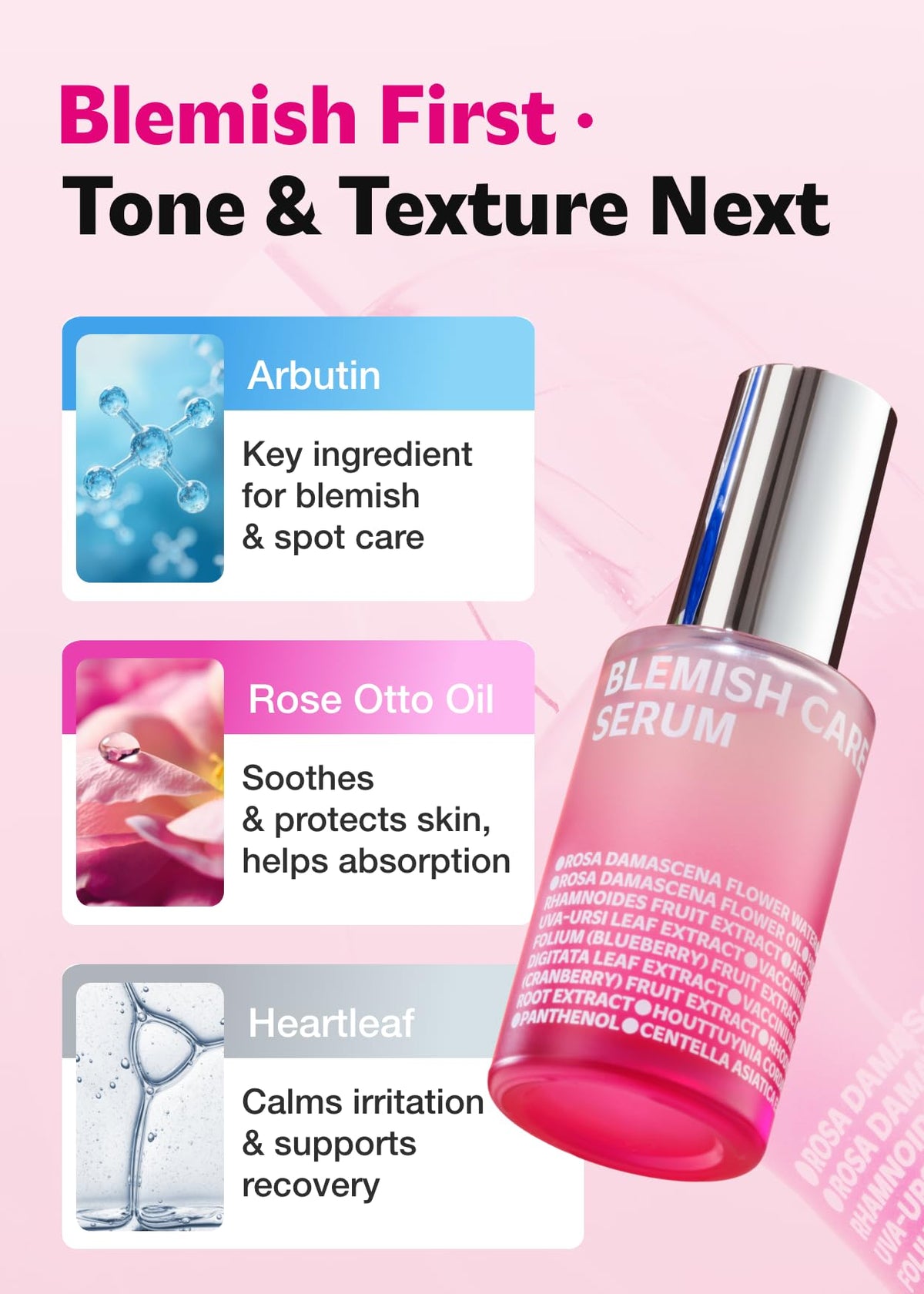 ISOI rose and arbutin ingredients arranged to show botanical brightening benefits