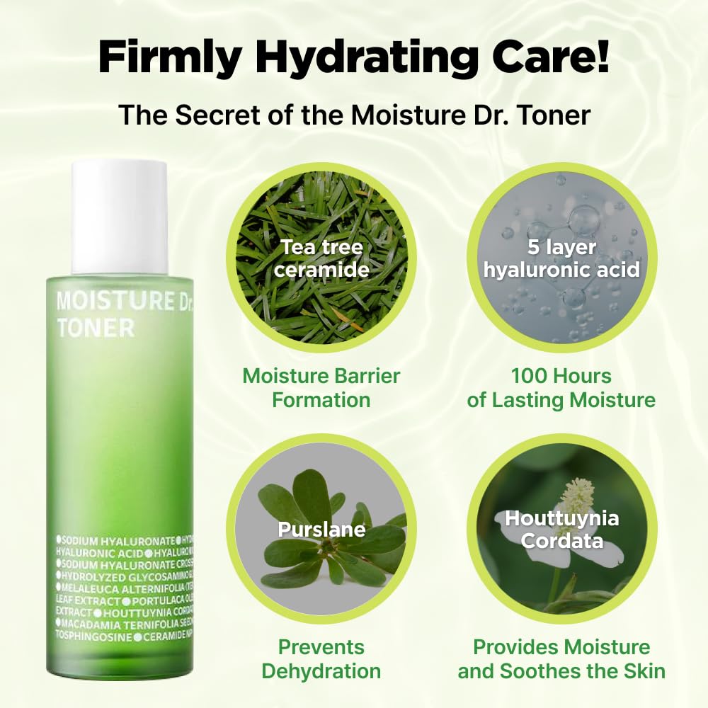 ISOI toner with tea tree leaves to emphasize calming botanical support in formula