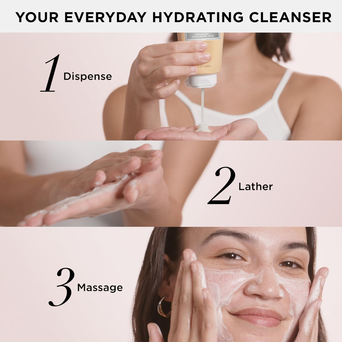 IT Cosmetics application on hand with soft foam for hydrating cleanse