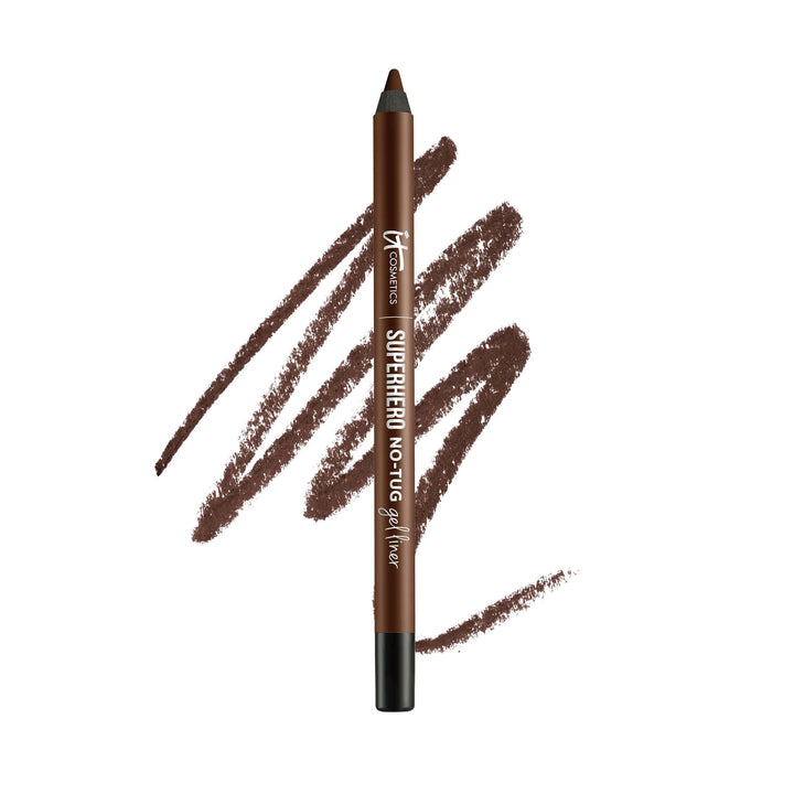 IT Cosmetics pencil front packaging showing Brilliant Brown and benefits