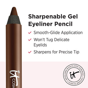 IT Cosmetics swatch stroke showing Brilliant Brown rich pigment payoff
