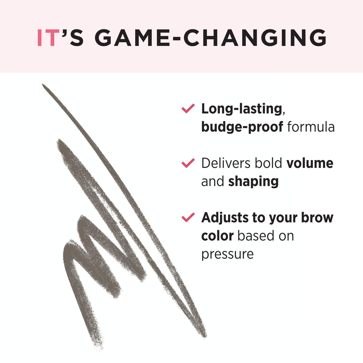 IT Cosmetics close-up of triangular tip demonstrating dual-edge for precise shaping and volume