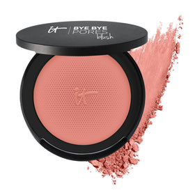 IT Cosmetics compact front showing packaging and blush shade for easy identification and portability