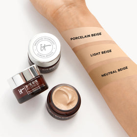 IT Cosmetics split before and after showing reduced redness and natural look