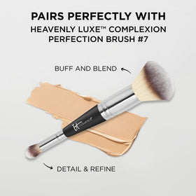 IT Cosmetics on a vanity next to skincare showing everyday routine benefit
