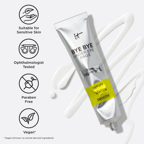 IT Cosmetics wipe-off demo with oil-based cleanser illustrating gentle removal benefit