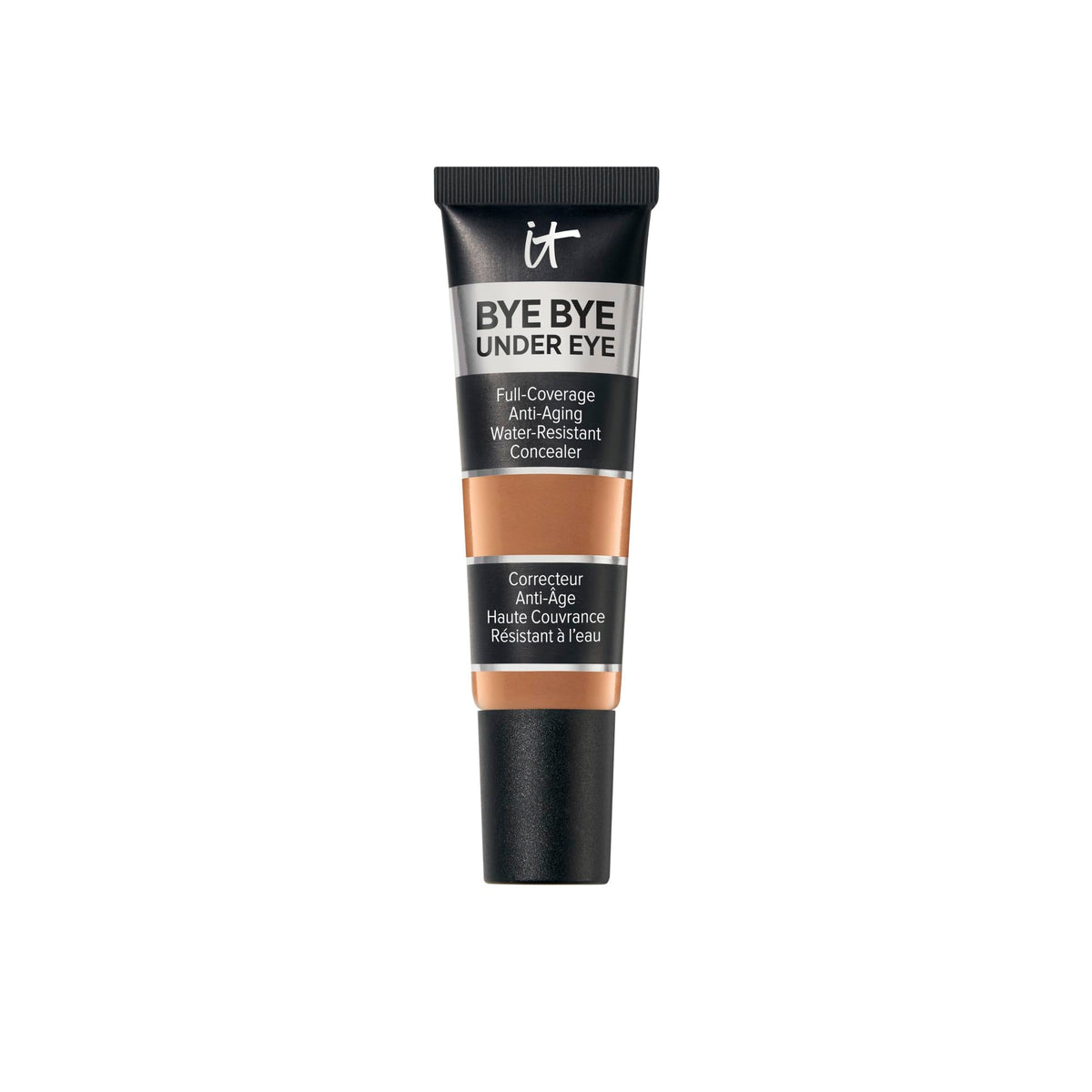 IT Cosmetics front packaging of Bye Bye Under Eye Deep showing compact tube benefit concealment