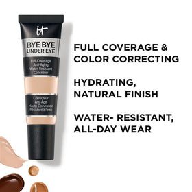 IT Cosmetics creamy concealer texture close-up showing blendable consistency benefit: smooth finish