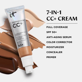 IT Cosmetics tube in hand showing travel-friendly 1.08 fl oz size