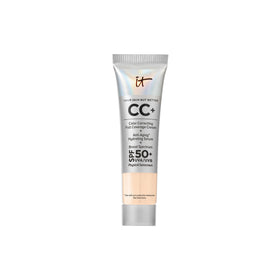 IT Cosmetics front packaging showing travel bottle and SPF 50+ protection benefit