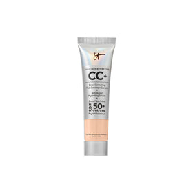 IT Cosmetics travel tube front view showing compact design and SPF 50+ protection