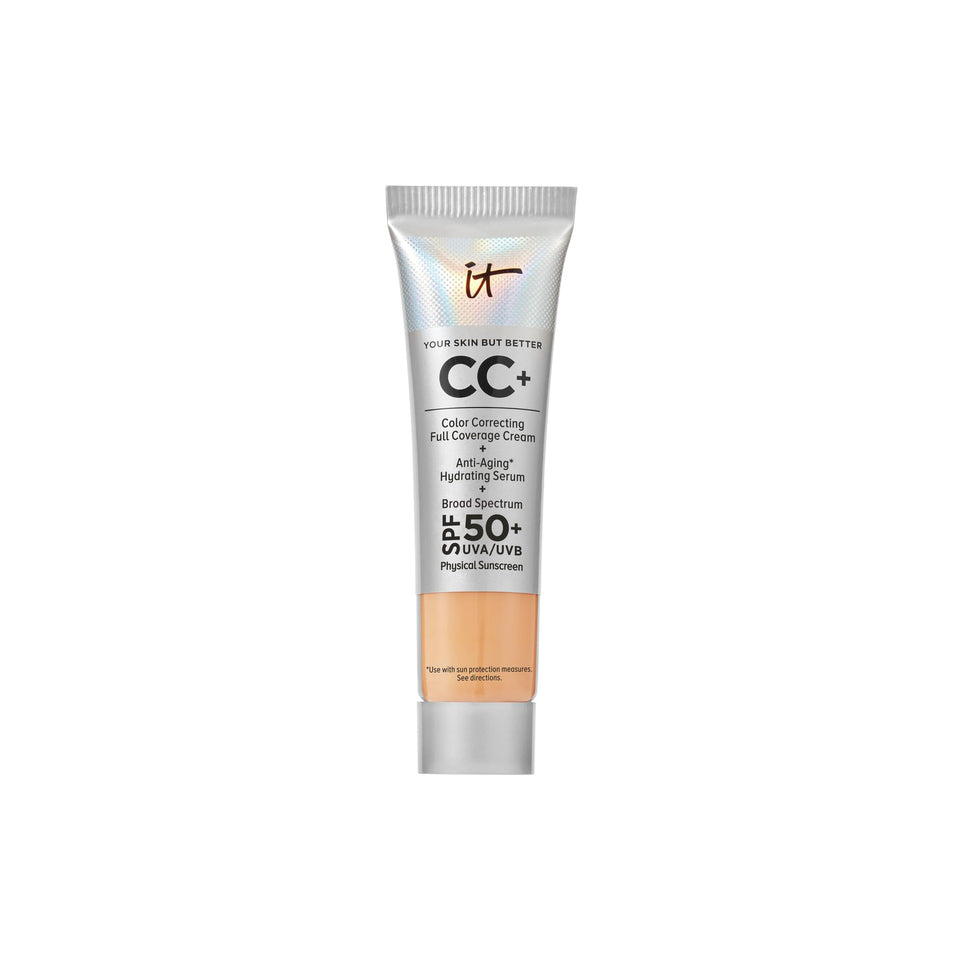 IT Cosmetics front packaging showing travel-size tube and shade for easy carry