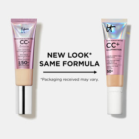 IT Cosmetics back label close-up showing ingredients and SPF 50+ details