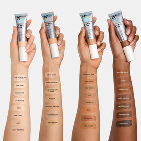 IT Cosmetics CC+ Cream being buffed with brush for smooth, even finish