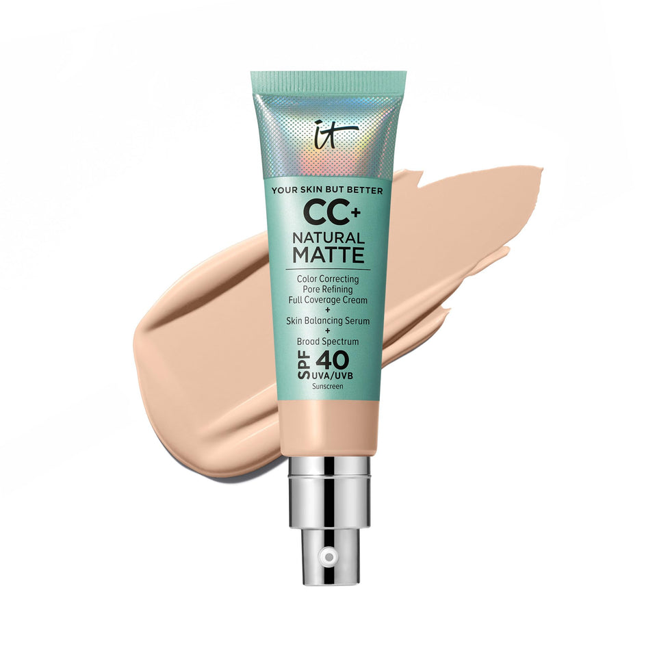 IT Cosmetics product front packaging showing pump and shade Fair Light benefit: protective SPF coverage