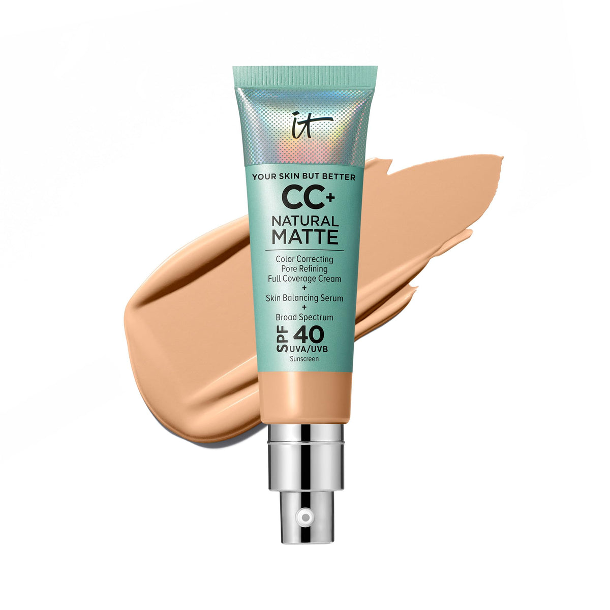 IT Cosmetics front packaging showing product benefits and shade Medium