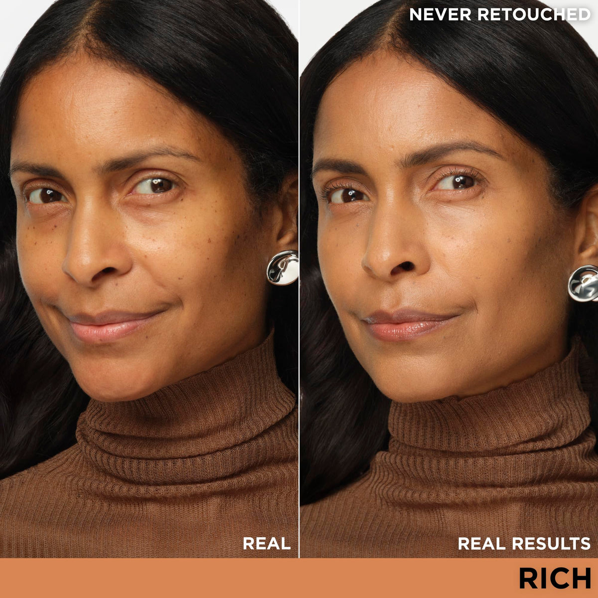 IT Cosmetics swatch on arm showing rich shade payoff and buildable coverage benefits