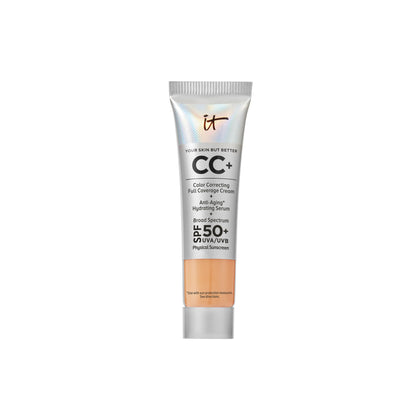 IT Cosmetics CC+ travel bottle front pump showing compact design and easy dispensing
