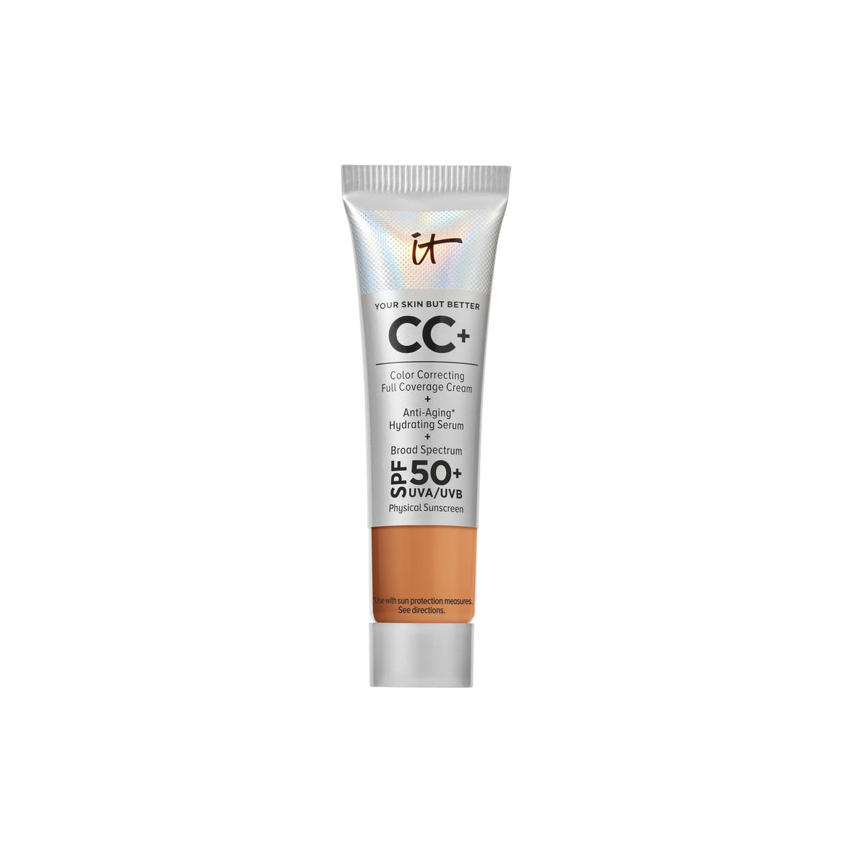 IT Cosmetics CC+ Cream travel tube front view showing compact SPF protection