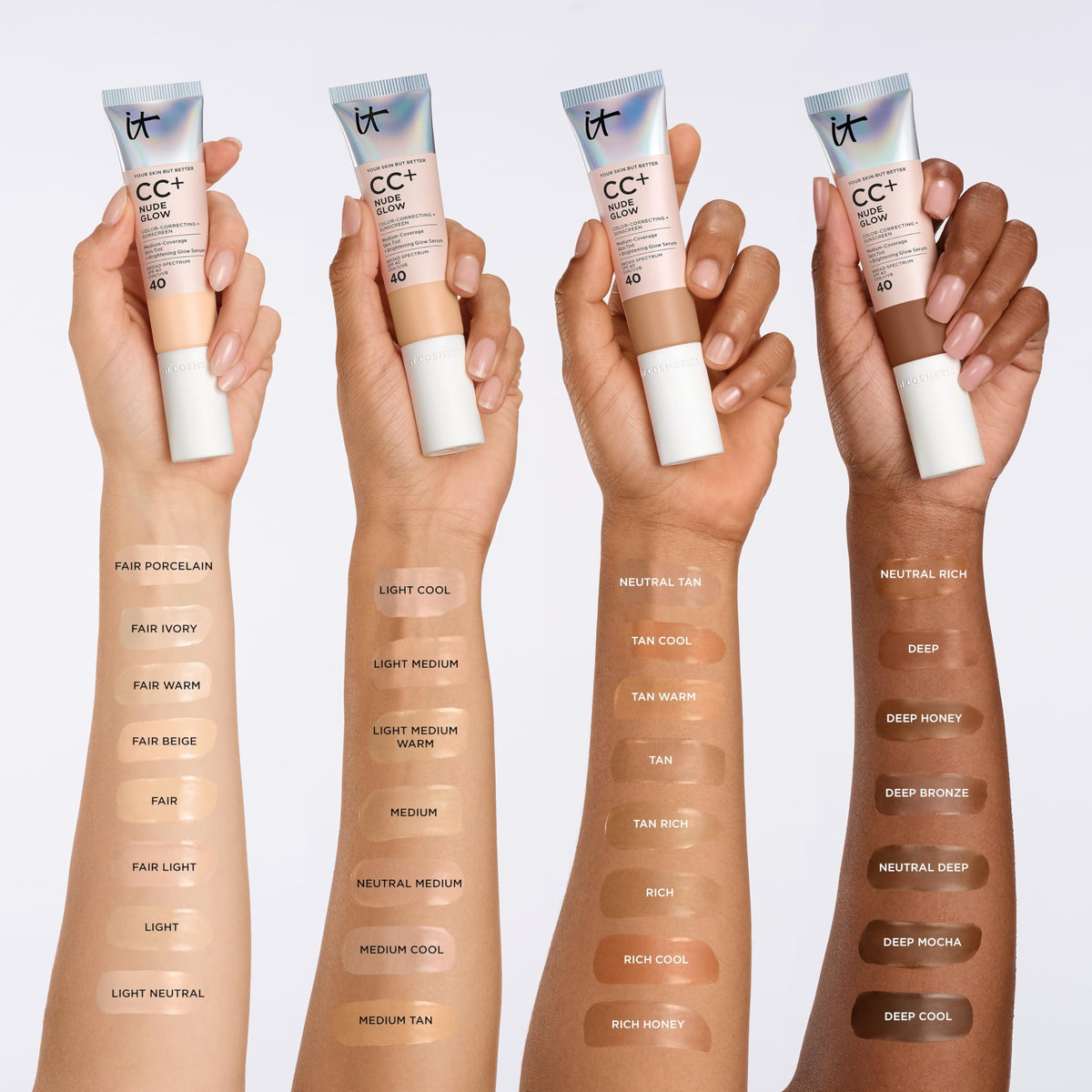 IT Cosmetics product staged in bathroom routine to show daily SPF and skincare pairing
