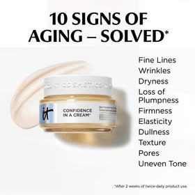 IT Cosmetics cream texture close-up demonstrating rich hydration and smooth finish