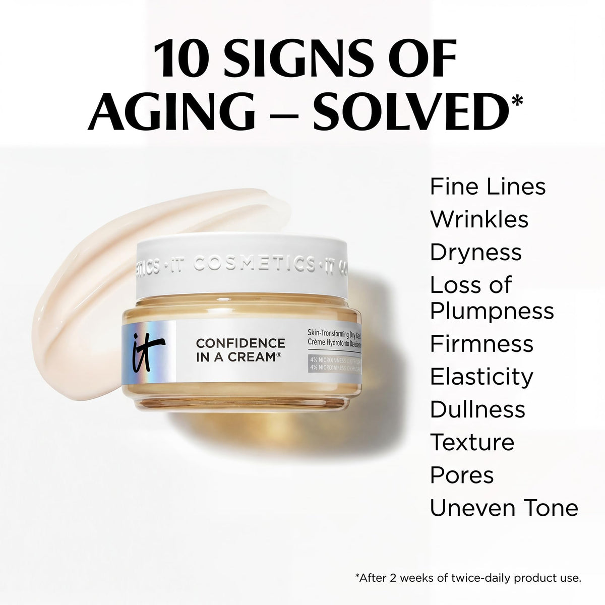 IT Cosmetics cream texture close-up highlighting rich absorbent consistency