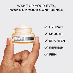 IT Cosmetics jar in hand for size comparison and travel-friendly benefit