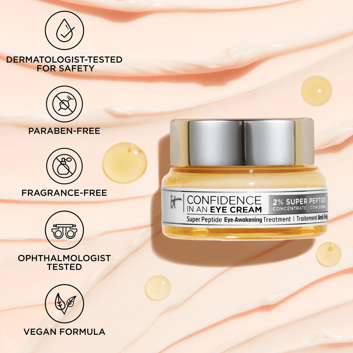 IT Cosmetics eye cream blended under concealer for seamless makeup finish