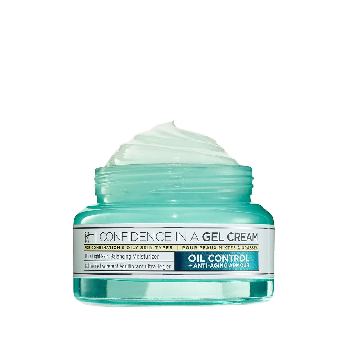 IT Cosmetics front packaging showing oil-free gel cream and pore-reducing benefit