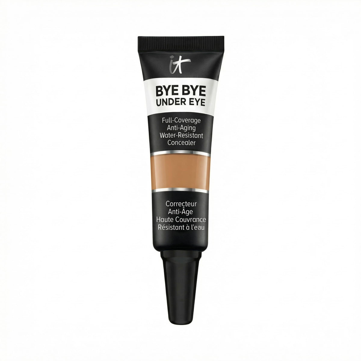 IT Cosmetics travel tube front view showing compact concealer and portable benefit