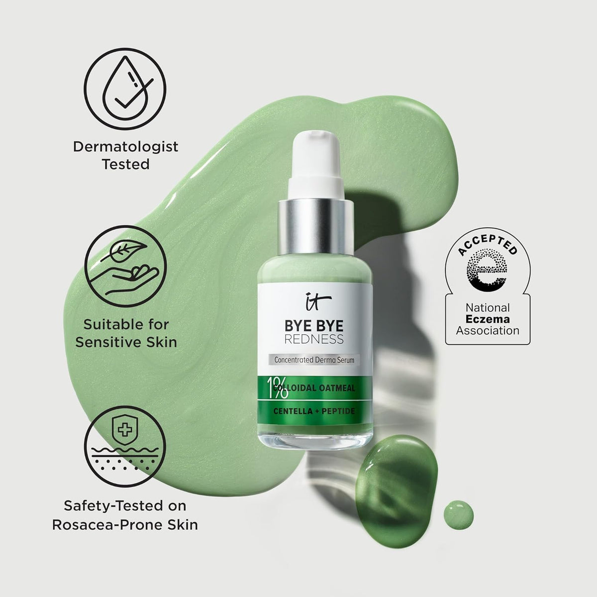 IT Cosmetics product label with eczema association acceptance and benefits