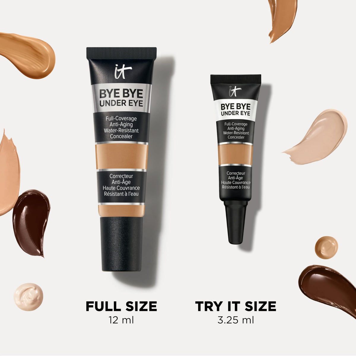 IT Cosmetics in a makeup bag on table showing everyday routine and anti-aging benefit