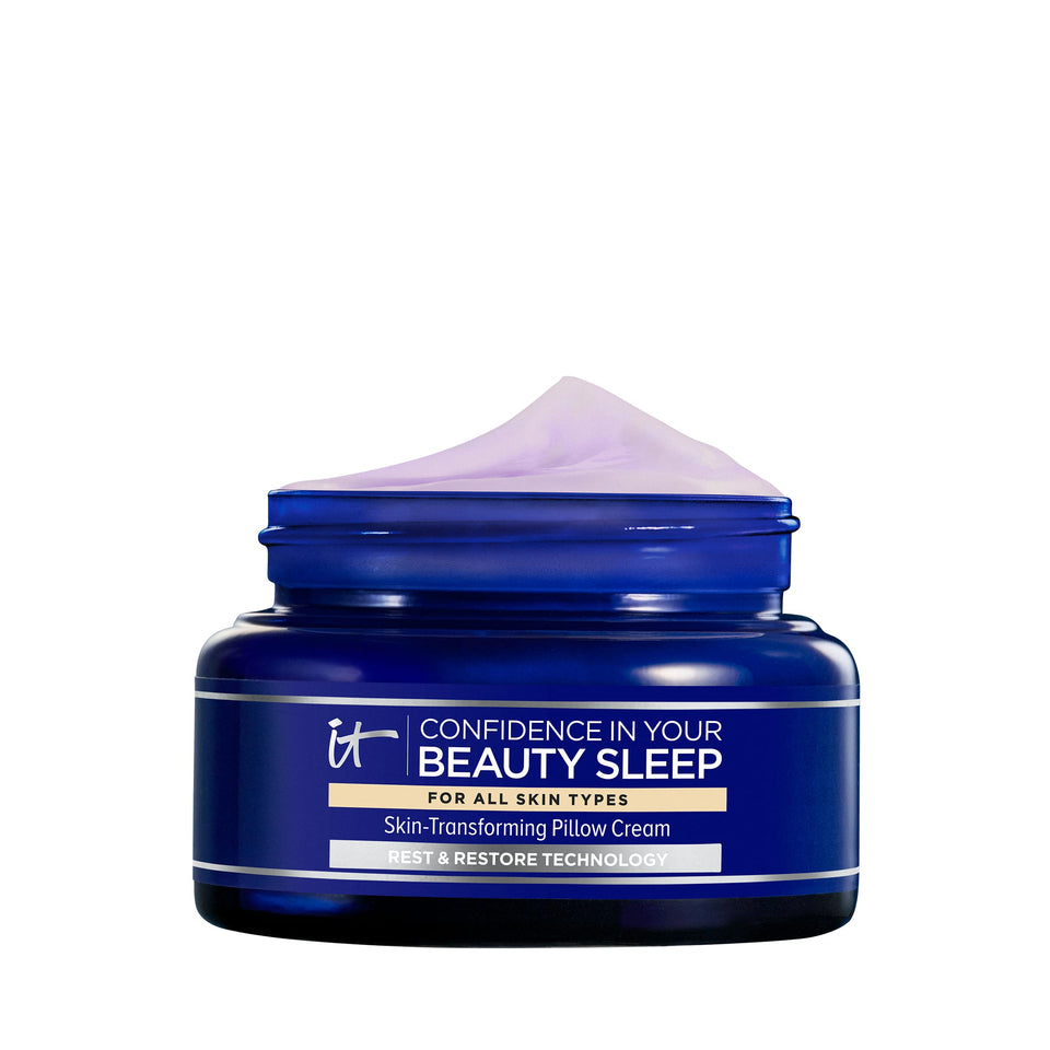 IT Cosmetics jar front packaging showing product and benefit hydrating overnight