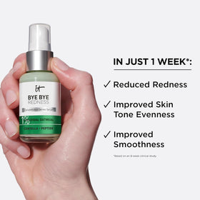 IT Cosmetics serum beside common items for size and scale reference
