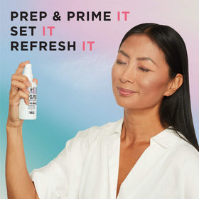 IT Cosmetics applied on model refreshing skin and controlling shine during day
