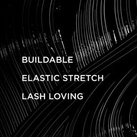 IT Cosmetics mascara texture swipe on white showing Super Black pigment and buildable coverage