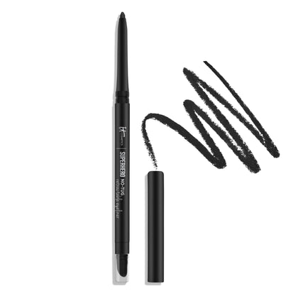 IT Cosmetics front packaging showing black retractable eyeliner for travel convenience