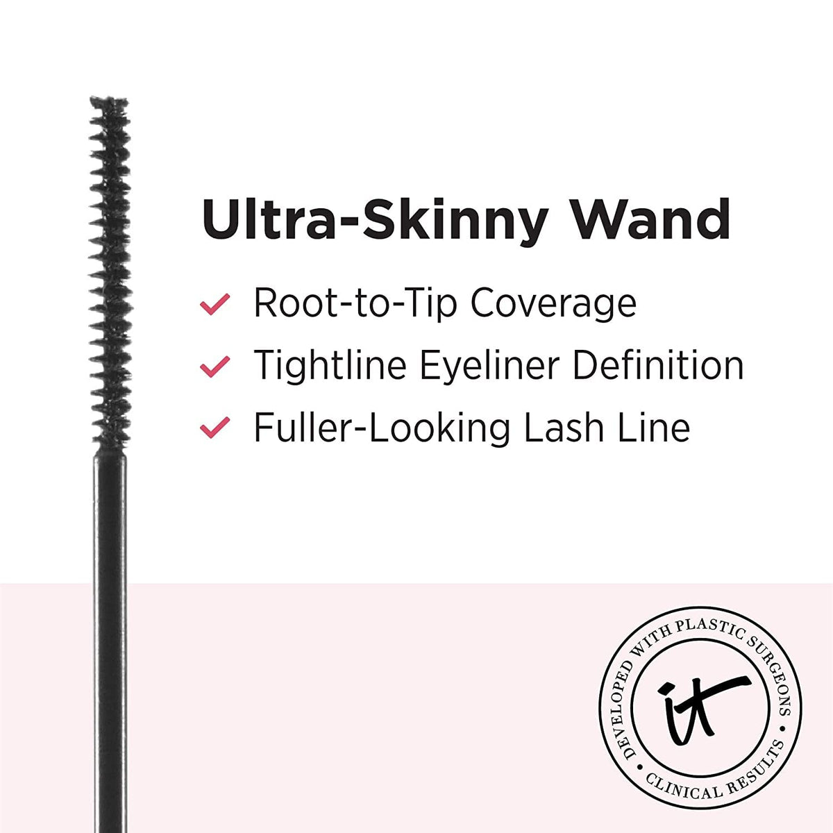 IT Cosmetics black formula swatch showing smooth texture and buildable coverage