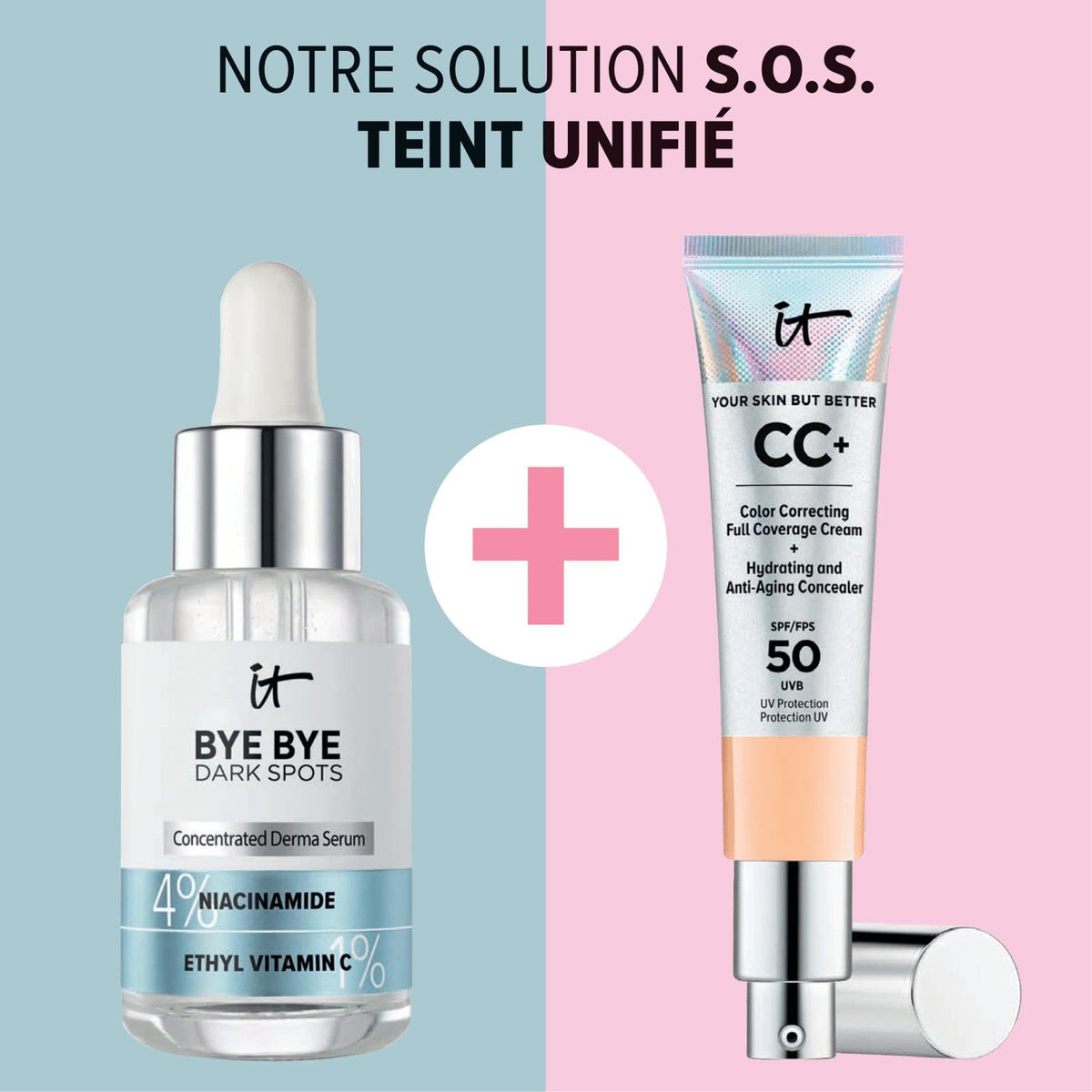 IT Cosmetics illustrative before and after example showing improved clarity