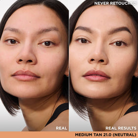 IT Cosmetics swatch of Medium Tan concealer texture on skin demonstrating creamy blendability and hydrating finish