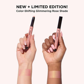 IT Cosmetics cream eyeshadow swatch on arm showing color-shift rose gold and buildable shimmer