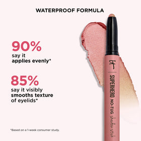 IT Cosmetics application on eyelid showing blendability and crease-resistant finish